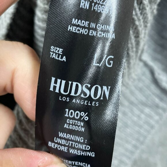 Hudson Cotton Buttondown Cardigan Large Gray Lightweight Stylish NWT 6520 - Picture 6 of 8